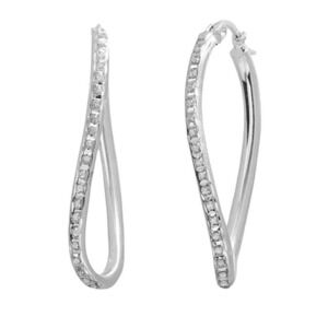 Diamond Mystique Platinum Over Sterling Diamond Accent Figure 8 Hoop Ear…